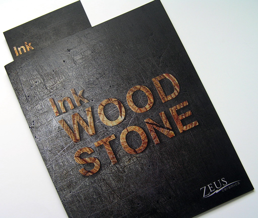 Друк брошур «Ink Wood Stone. Zeus ceramica». Поліграфія друкарні Макрос, виготовлення брошур, специфікація 962979-1