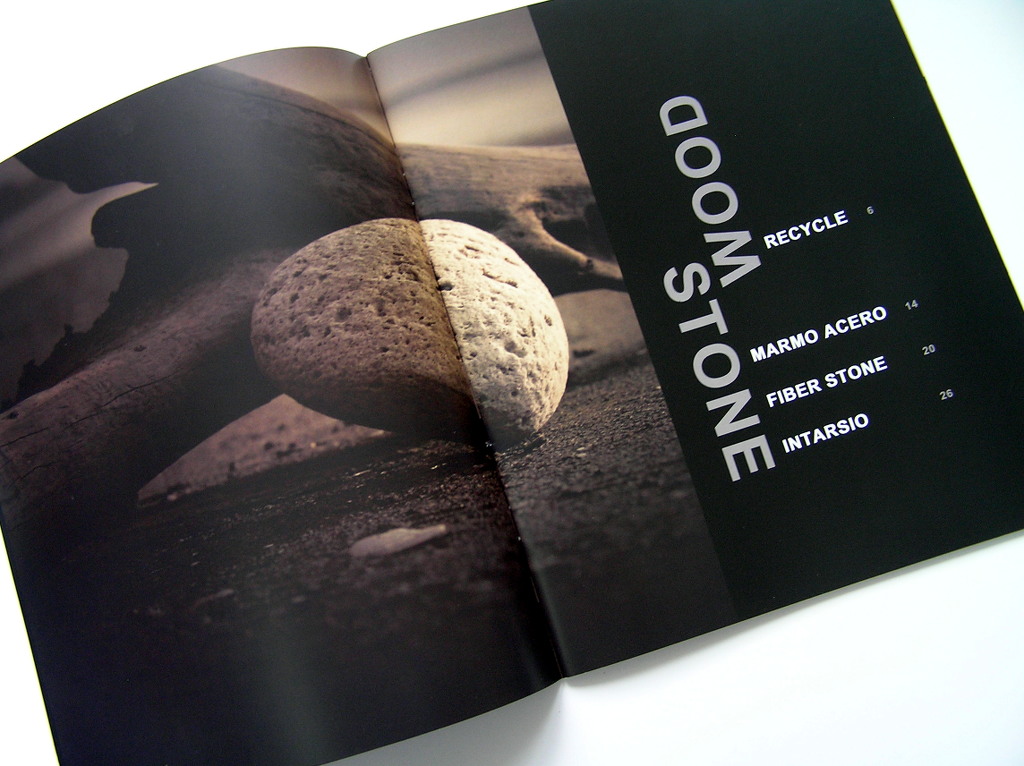 Друк брошур «Ink Wood Stone. Zeus ceramica». Поліграфія друкарні Макрос, виготовлення брошур, специфікація 962979-5