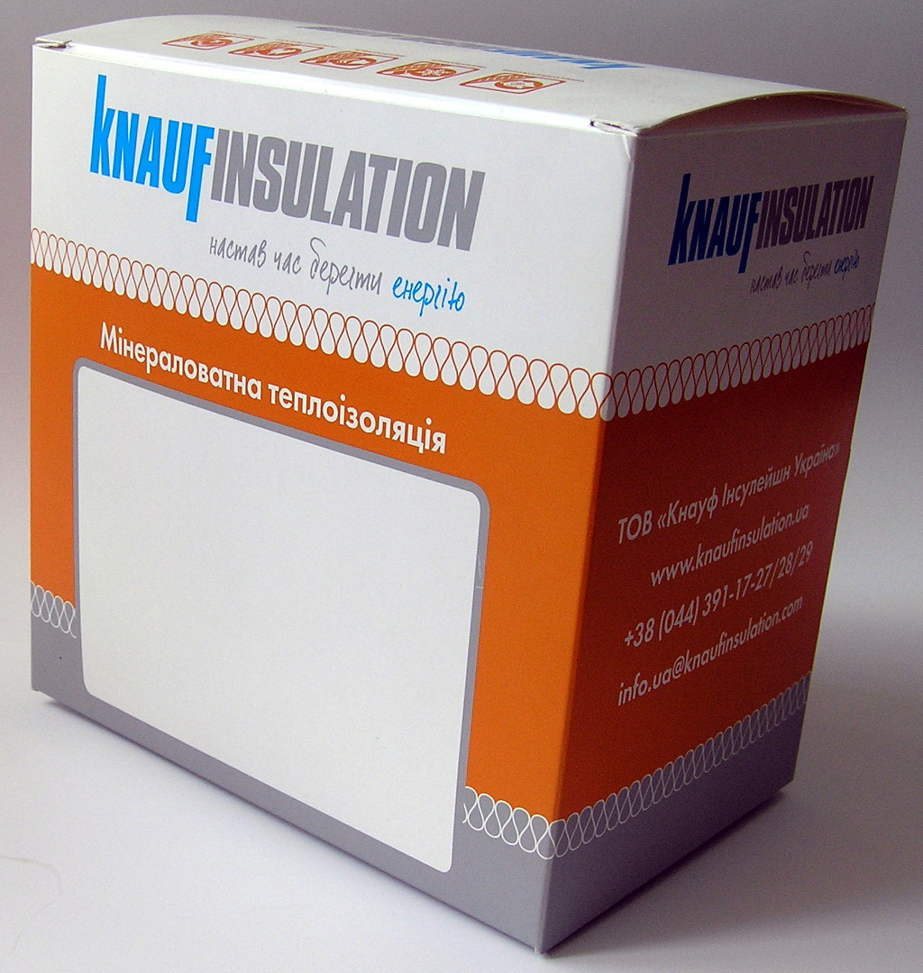 Виготовлення упаковки «Knauf Insulation». Поліграфія друкарні Макрос, виготовлення упаковки, специфікація 971988-2